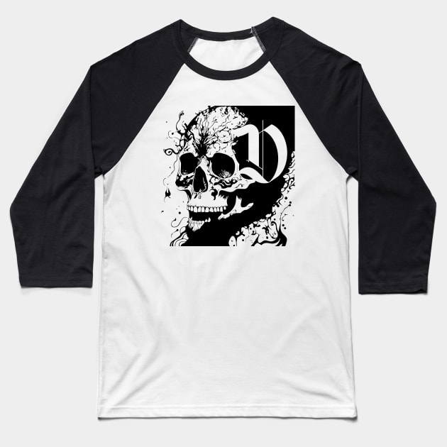 gothic skull design Baseball T-Shirt by lkn